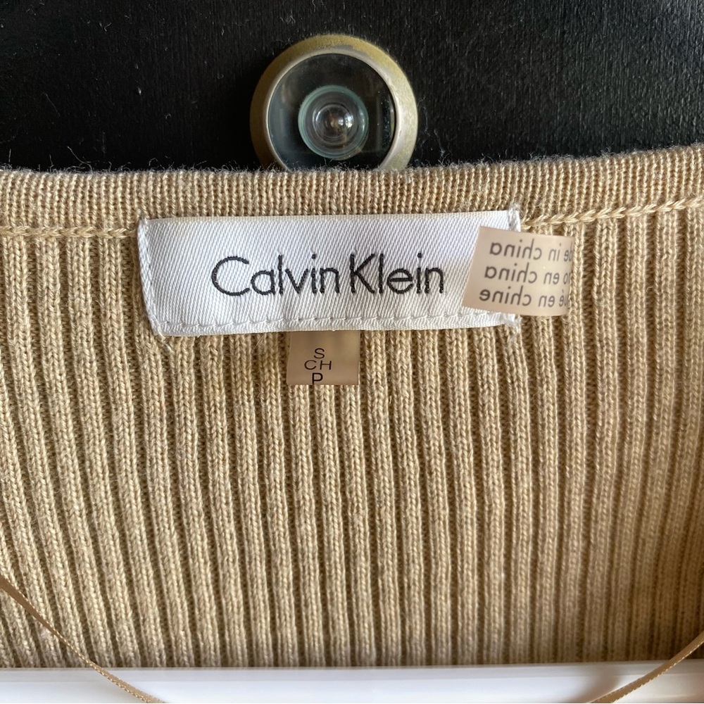 Calvin Klein Tan Ribbed Zip-Front Cardigan - Picture 4 of 8